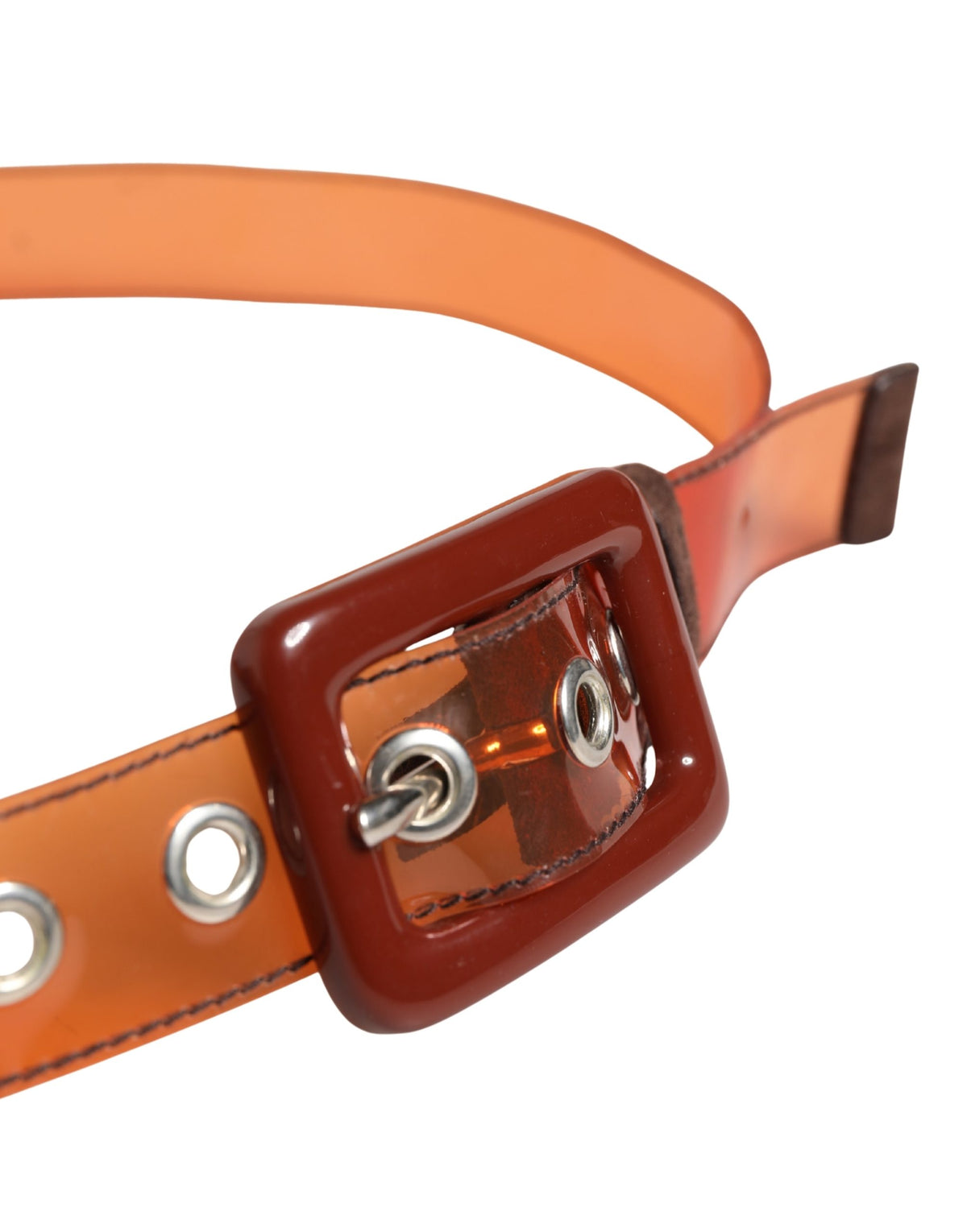 Miu Miu Orange PVC Waist Women Cintura Square Buckle Belt - view 4
