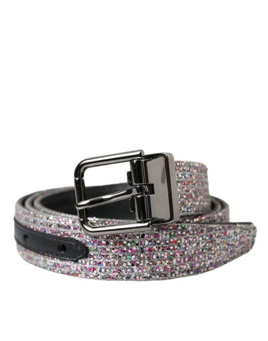 Dolce & Gabbana Multicolor Embellished Silver Metal Buckle Belt - YSONA