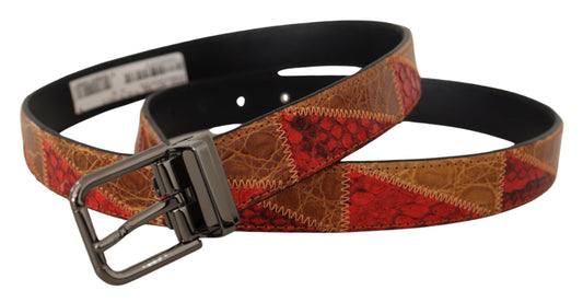 Dolce & Gabbana Multicolor Exotic Vintage Chrome Buckle Belt - YSONA