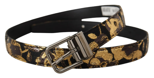 Dolce & Gabbana Multicolor Jacquard Leather Logo Metal Buckle Belt - YSONA