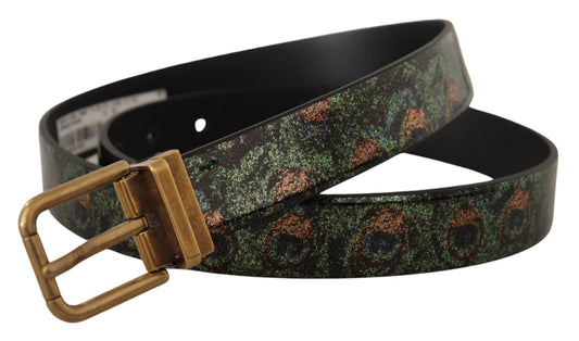 Dolce & Gabbana Multicolor Leather Vernice Pavone Bronze Metal Belt - YSONA