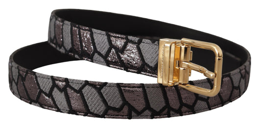 Dolce & Gabbana Multicolor Patchwork Leather Gold Jaquard Belt - YSONA