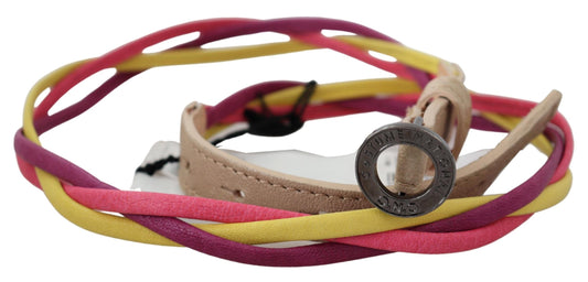 Costume National Multicolor Twisted Leather Circle Buckle Belt - YSONA