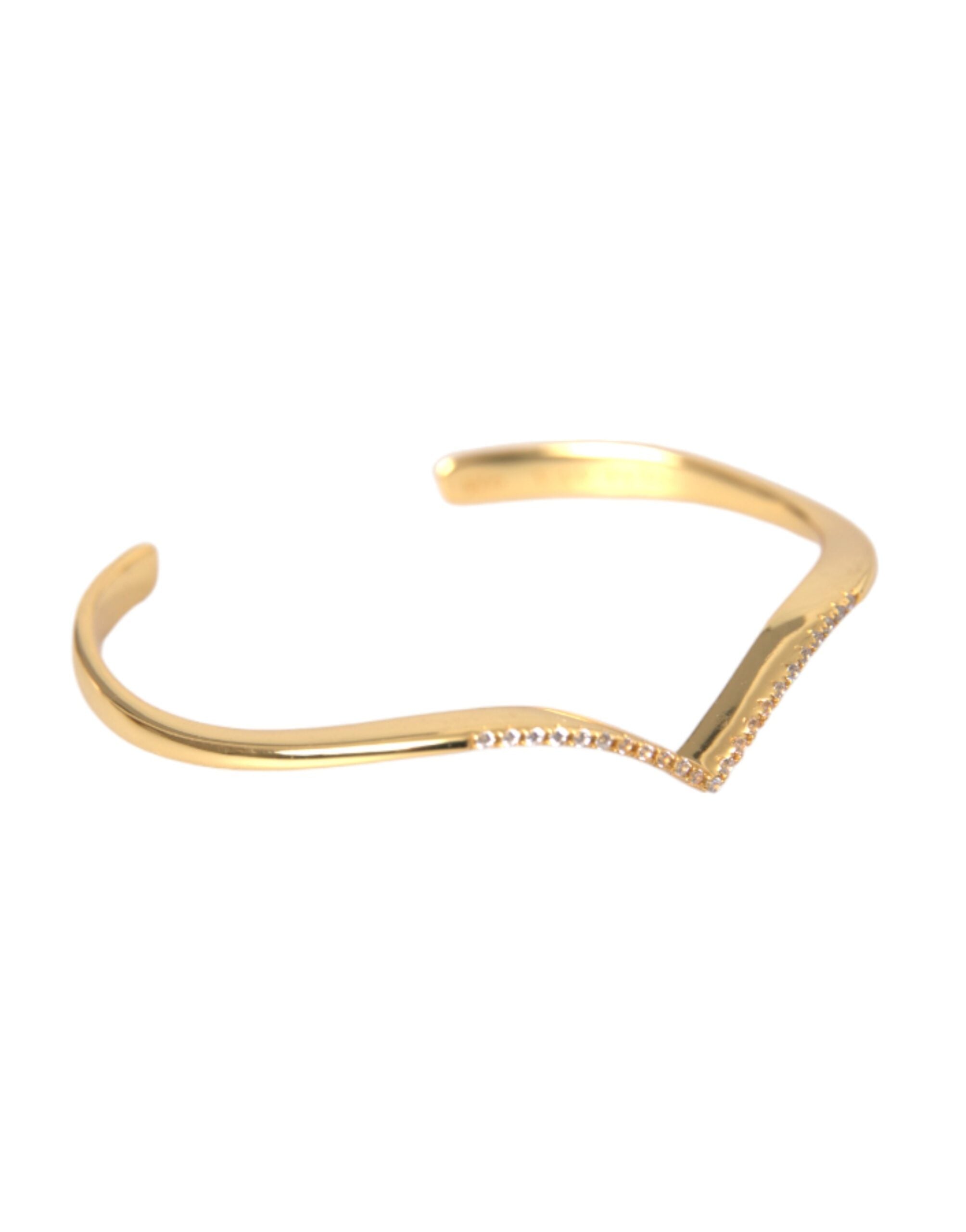 Nialaya Arched Wing Cuff Skyfall Gold CZ 925 Bracelet - YSONA
