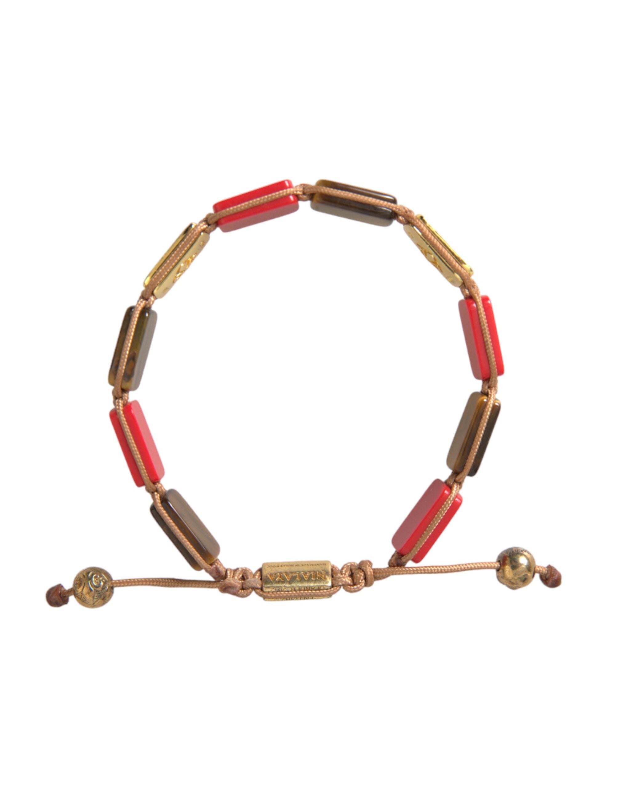 Nialaya CZ Tiger Eye Red Coral 925 Silver Men Bracelet - view 4