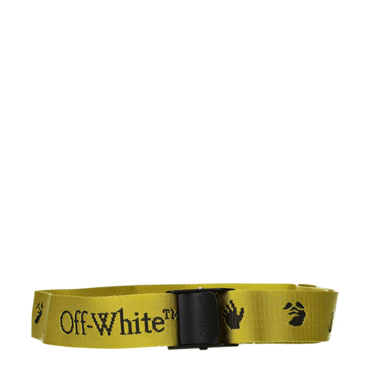Off-White Yellow Fabric Regular Belt - YSONA