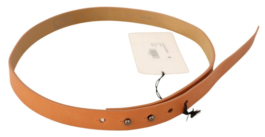 Costume National Orange Leather Silver Fastening Belt - YSONA