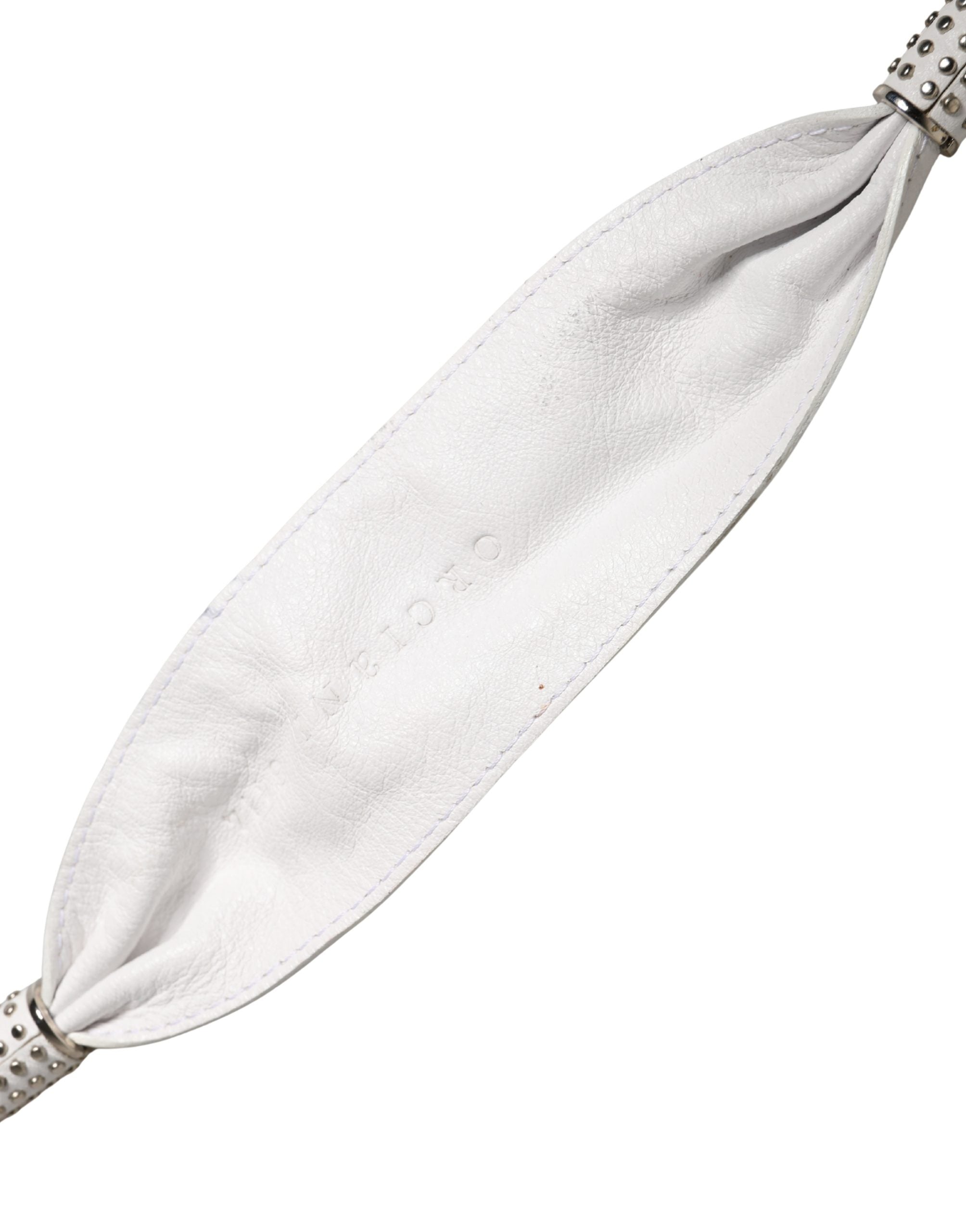 Orciani Women White Leather Embellished Wide Waist Cintura Belt - view 5