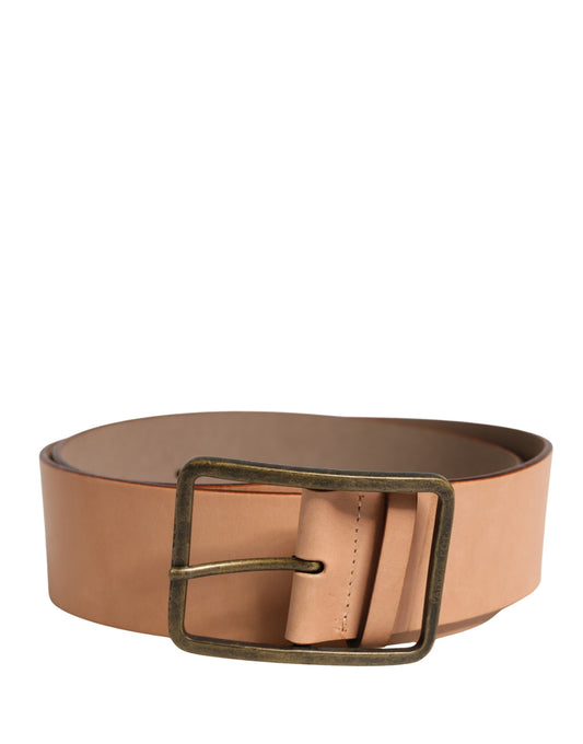 Patrizia Pepe Beige Genuine Leather Wide Waist Metal Buckle Belt - YSONA