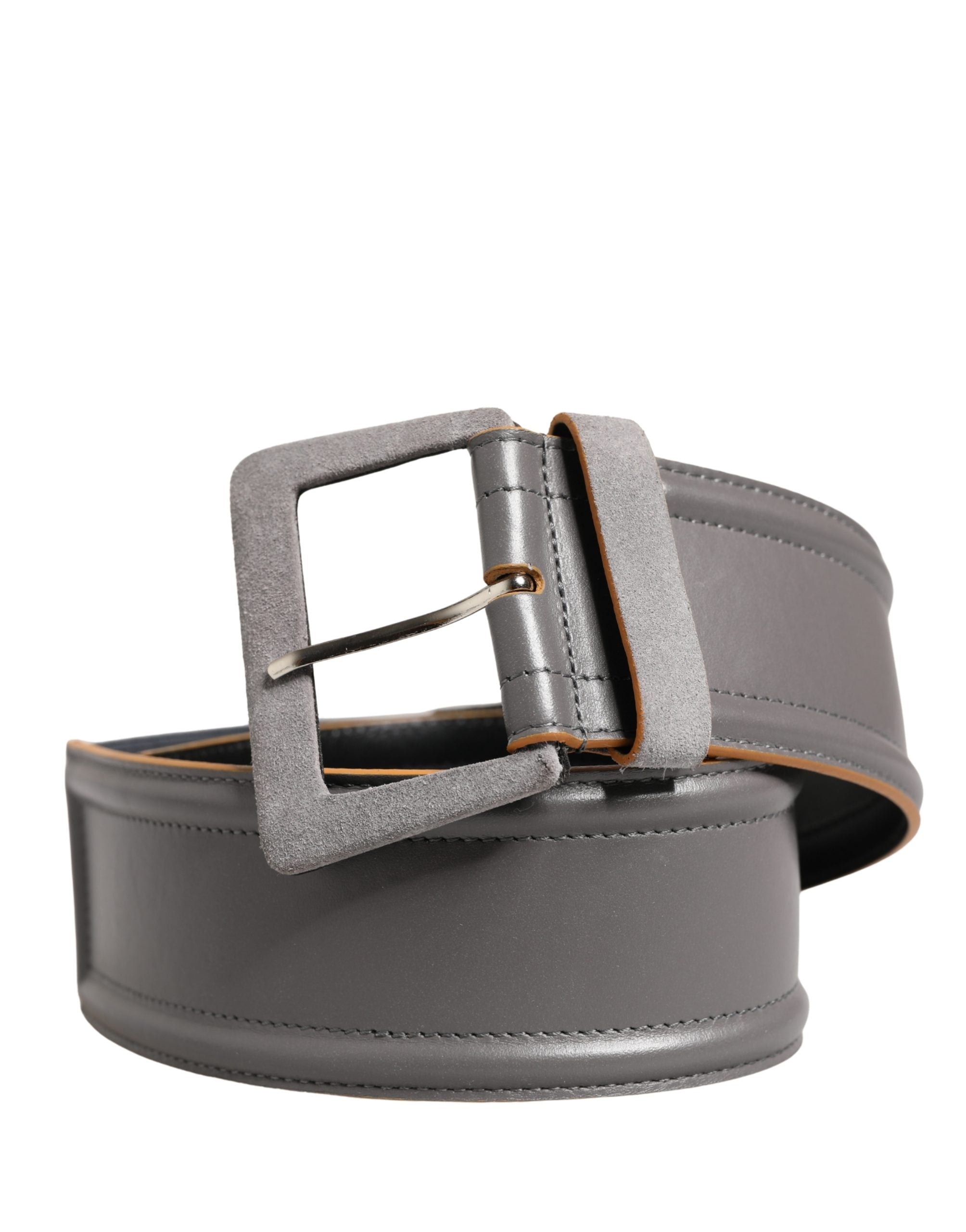 Patrizia Pepe Gray Genuine Leather Square Silver Metal Buckle Belt - view 2