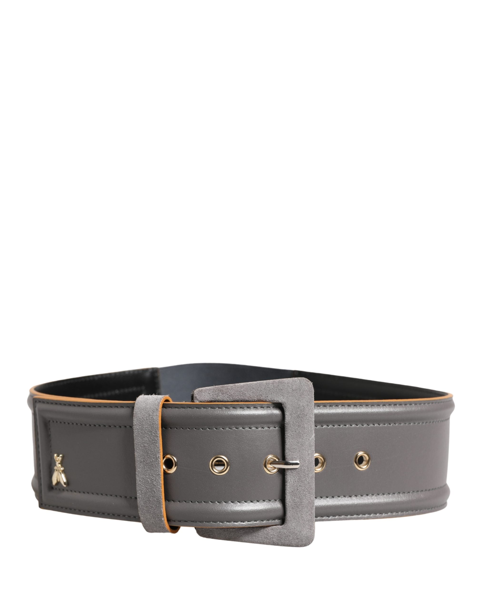 Patrizia Pepe Gray Genuine Leather Square Silver Metal Buckle Belt - view 3