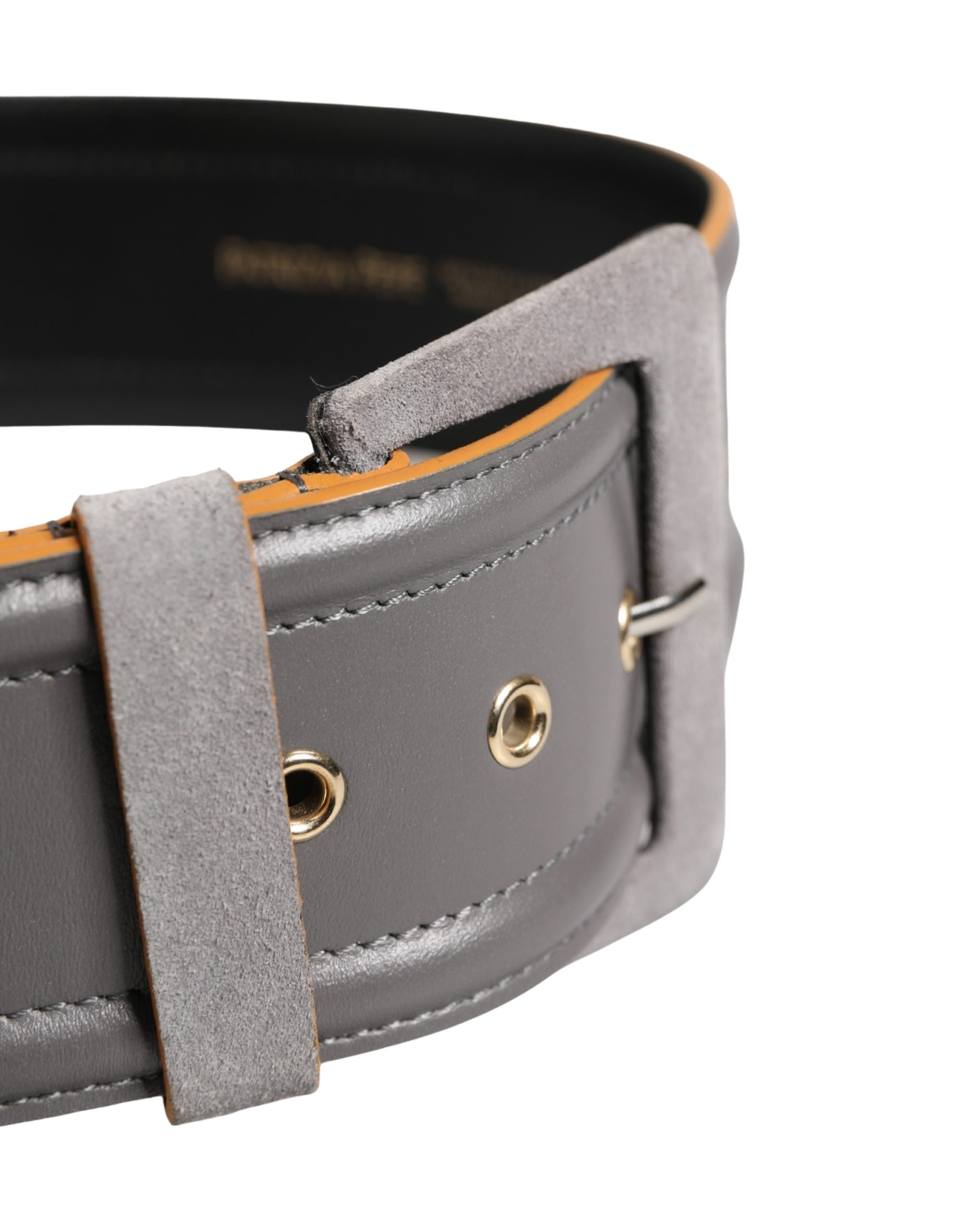 Patrizia Pepe Gray Genuine Leather Square Silver Metal Buckle Belt - view 4