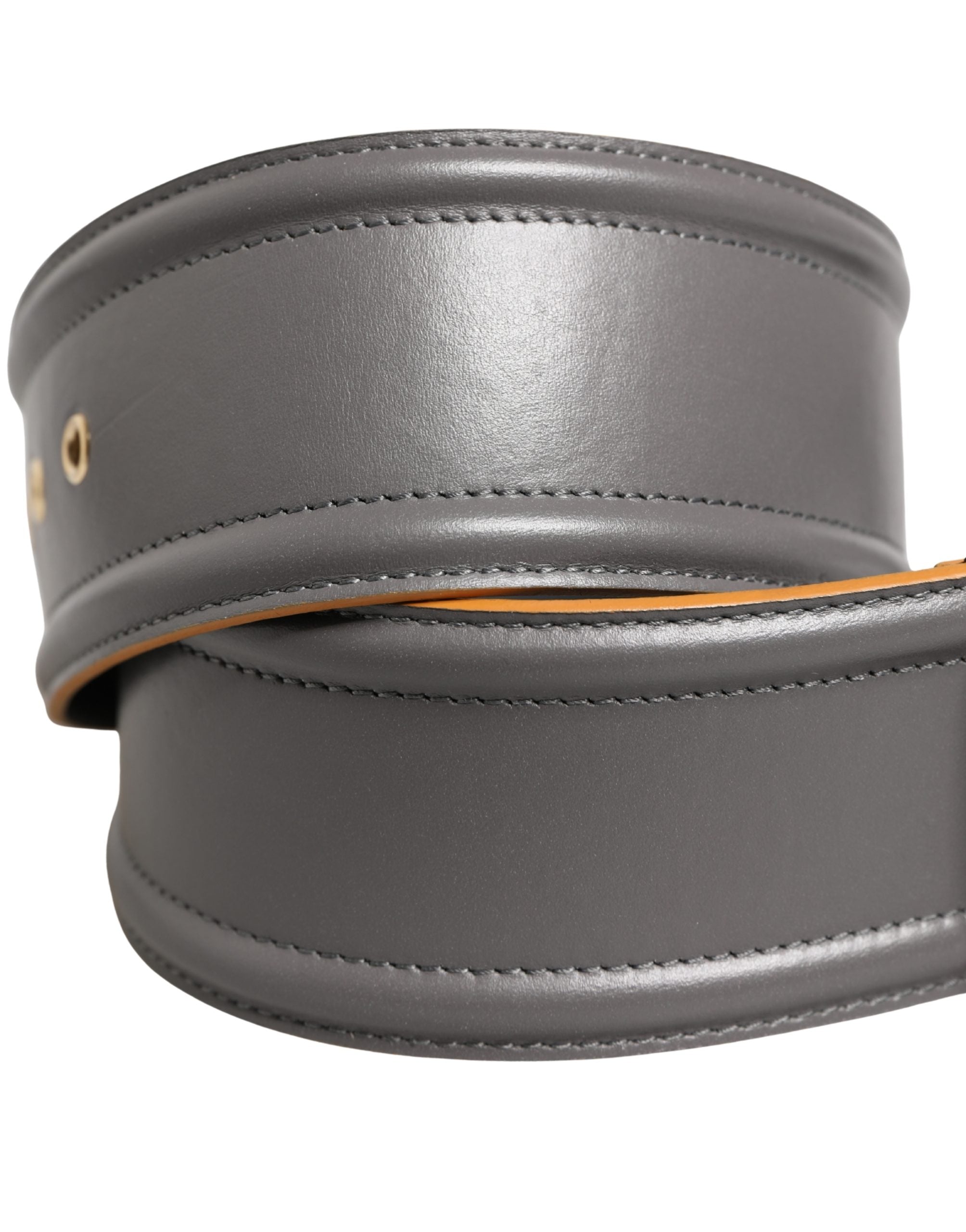Patrizia Pepe Gray Genuine Leather Square Silver Metal Buckle Belt - view 5