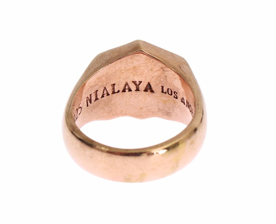 Nialaya Pink Gold 925 Silver Authentic Clear Ring - view 4