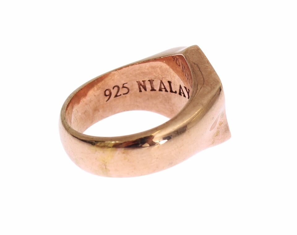 Nialaya Pink Gold 925 Silver Authentic Clear Ring - view 5