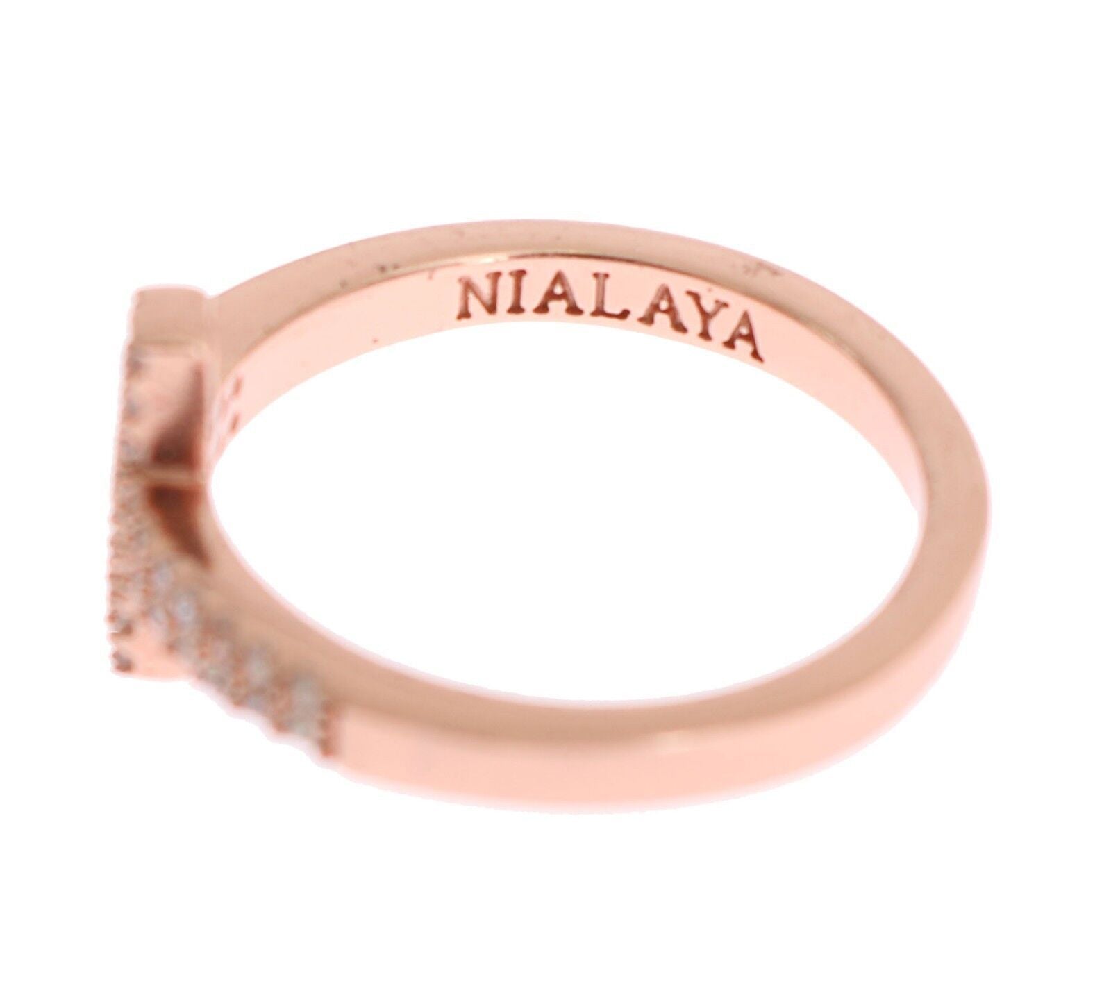 Nialaya Pink Gold 925 Silver Womens Cross CZ Ring - view 2