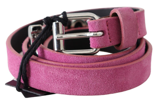 Just Cavalli Pink Silver Chrome Metal Buckle Waist Belt - YSONA