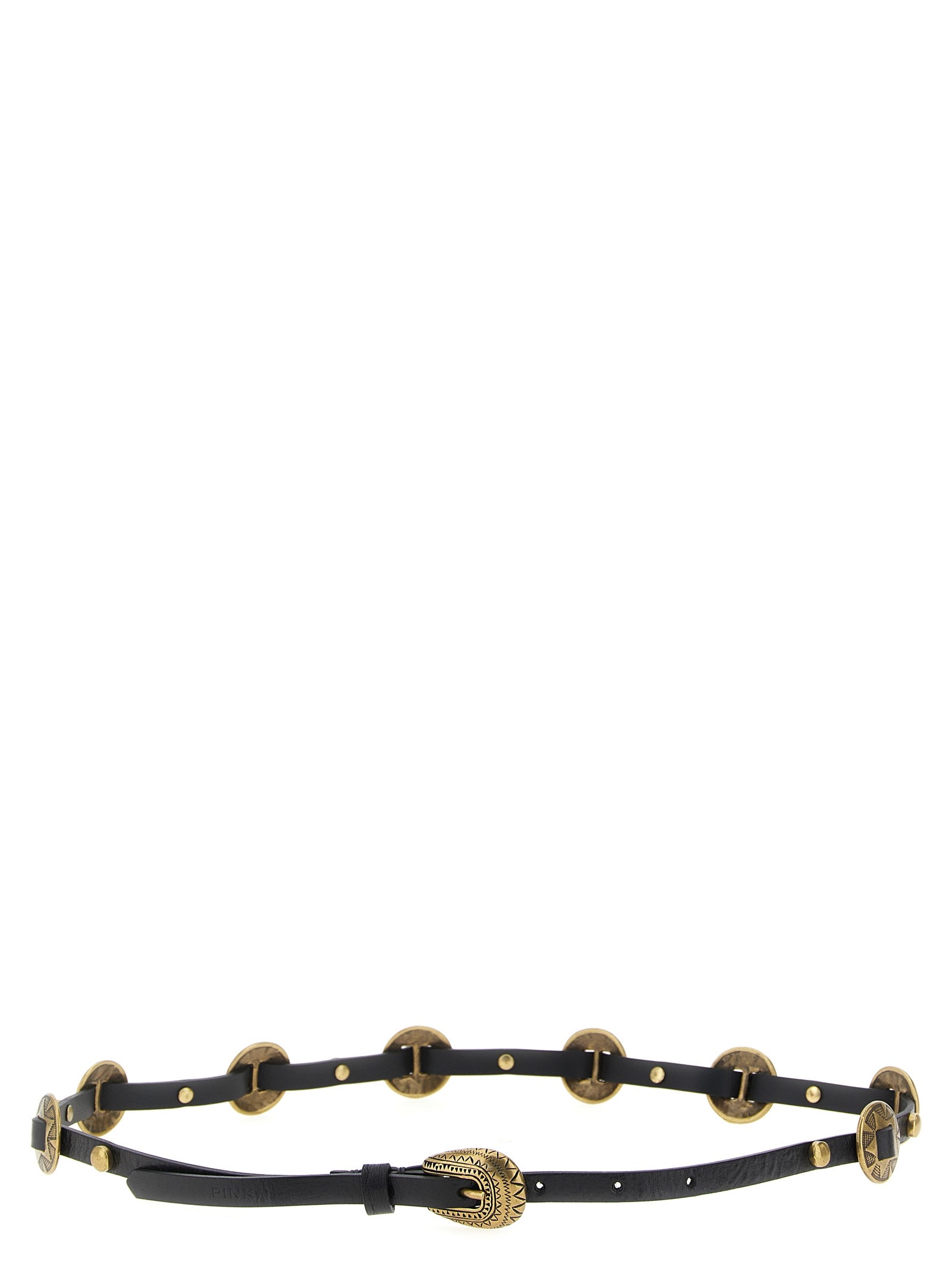 PINKO Black Calfskin Thin Belt - YSONA