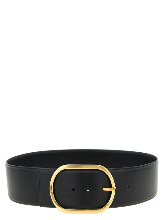 PINKO Black Cowhide High-Waist Belt - YSONA
