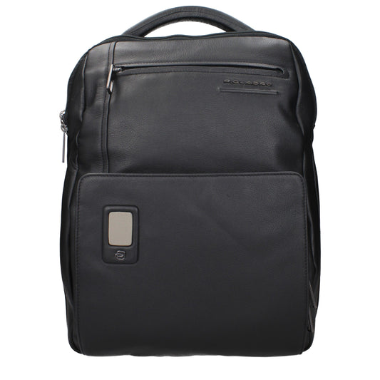 Piquadro Black Leather Backpack - YSONA