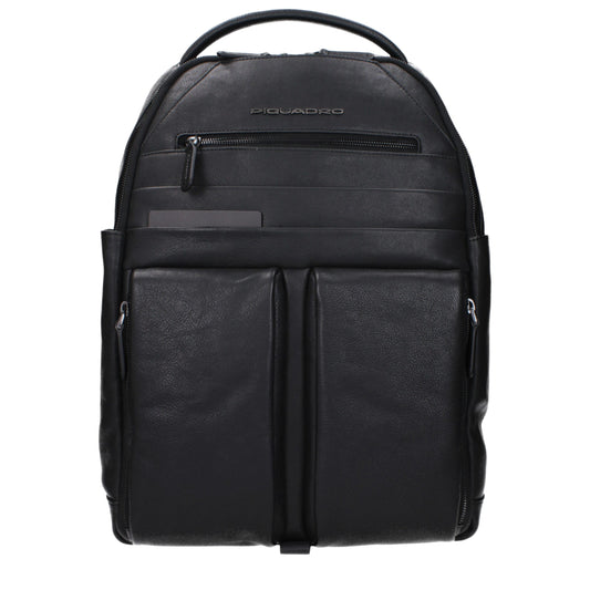 Piquadro Black Leather Backpack - YSONA