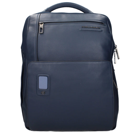 Piquadro Blue Leather Backpack - YSONA