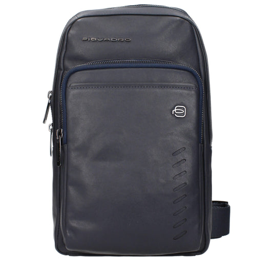 Piquadro Blue Leather Crossbody Bag - YSONA