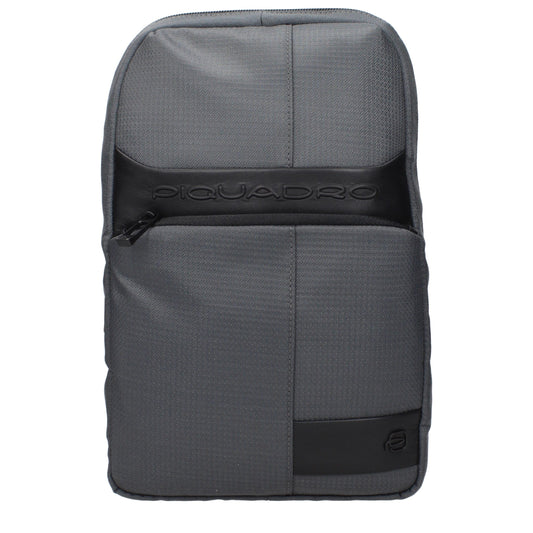 Piquadro Gray Fabric Crossbody Bag - YSONA