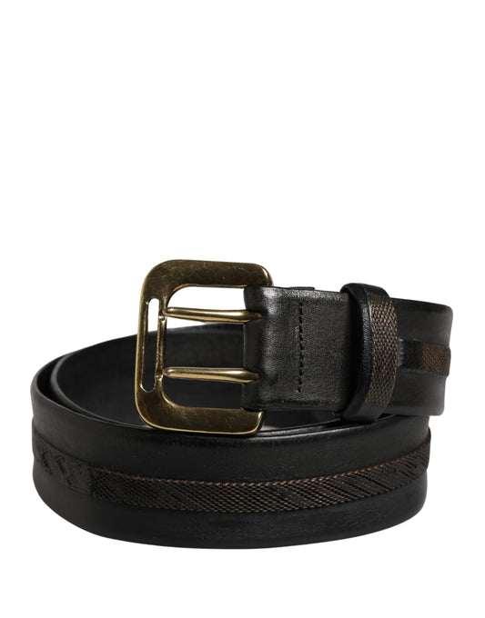 PLEIN SUD Black Leather Gold Metal Buckle Waist Women Belt - YSONA