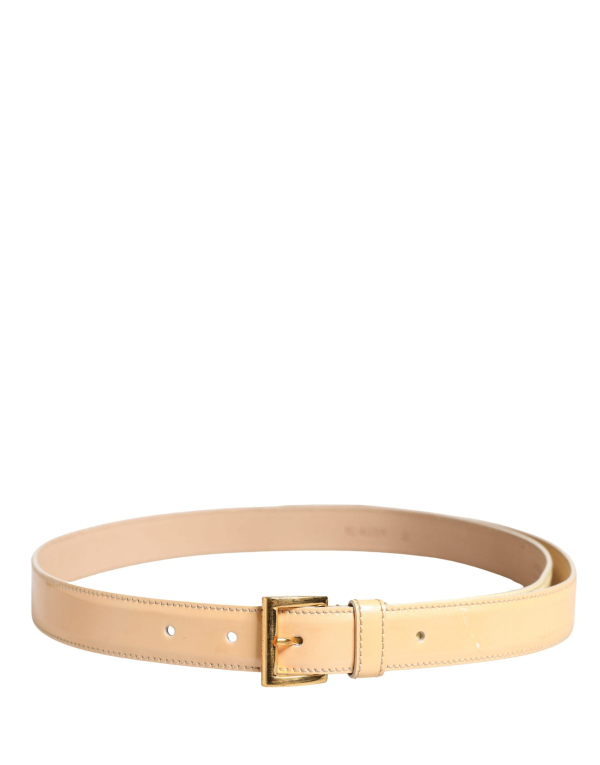 Prada Beige Leather Logo Waist Women Gold Metal Buckle Belt - view 3