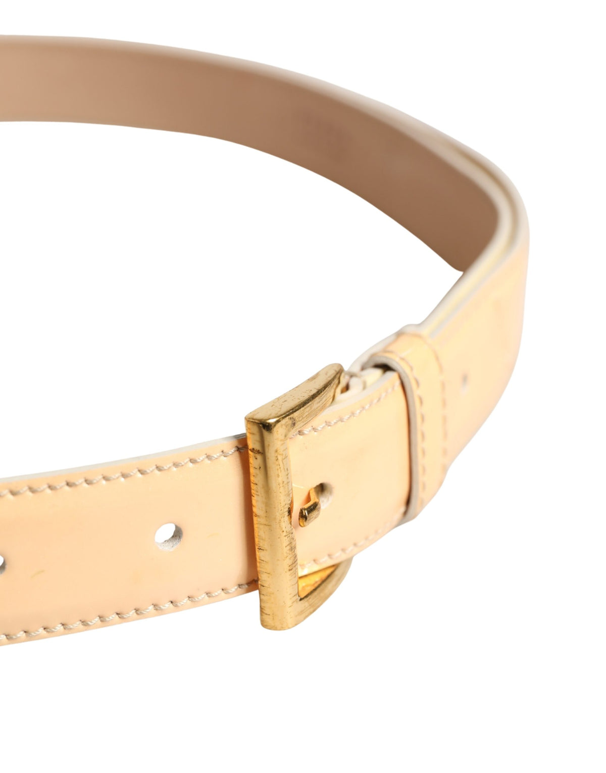 Prada Beige Leather Logo Waist Women Gold Metal Buckle Belt - view 4