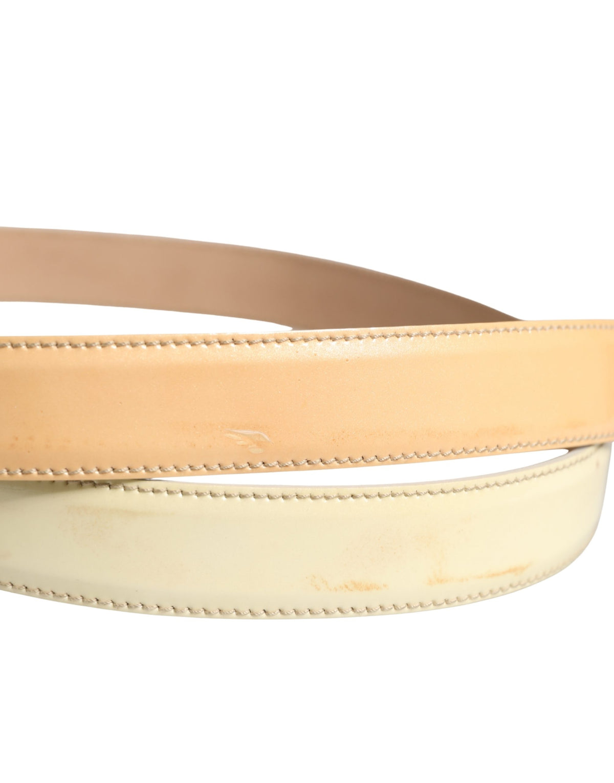 Prada Beige Leather Logo Waist Women Gold Metal Buckle Belt - view 5