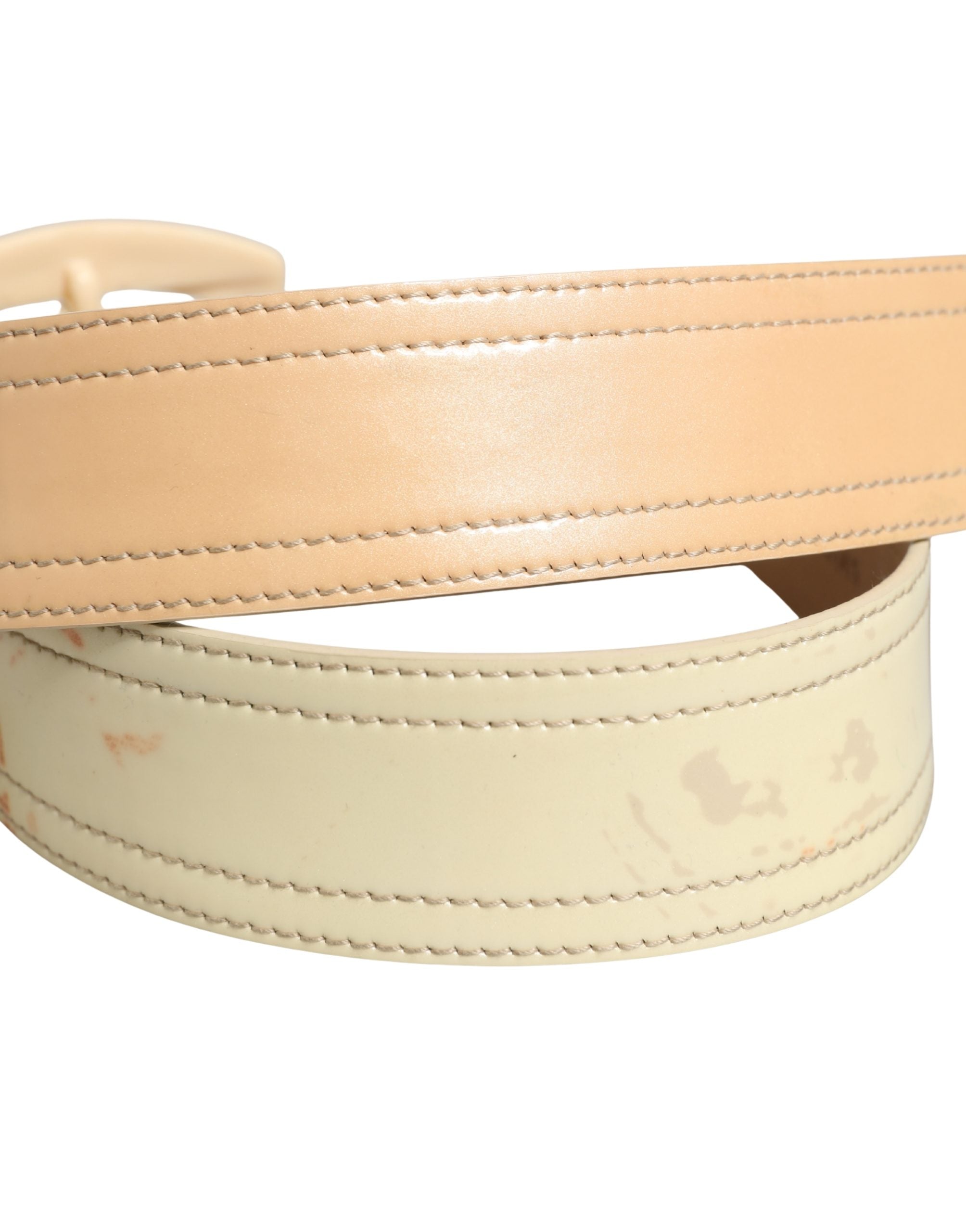 Prada Beige Leather Logo Wide Waist Women Square Buckle Belt - view 5