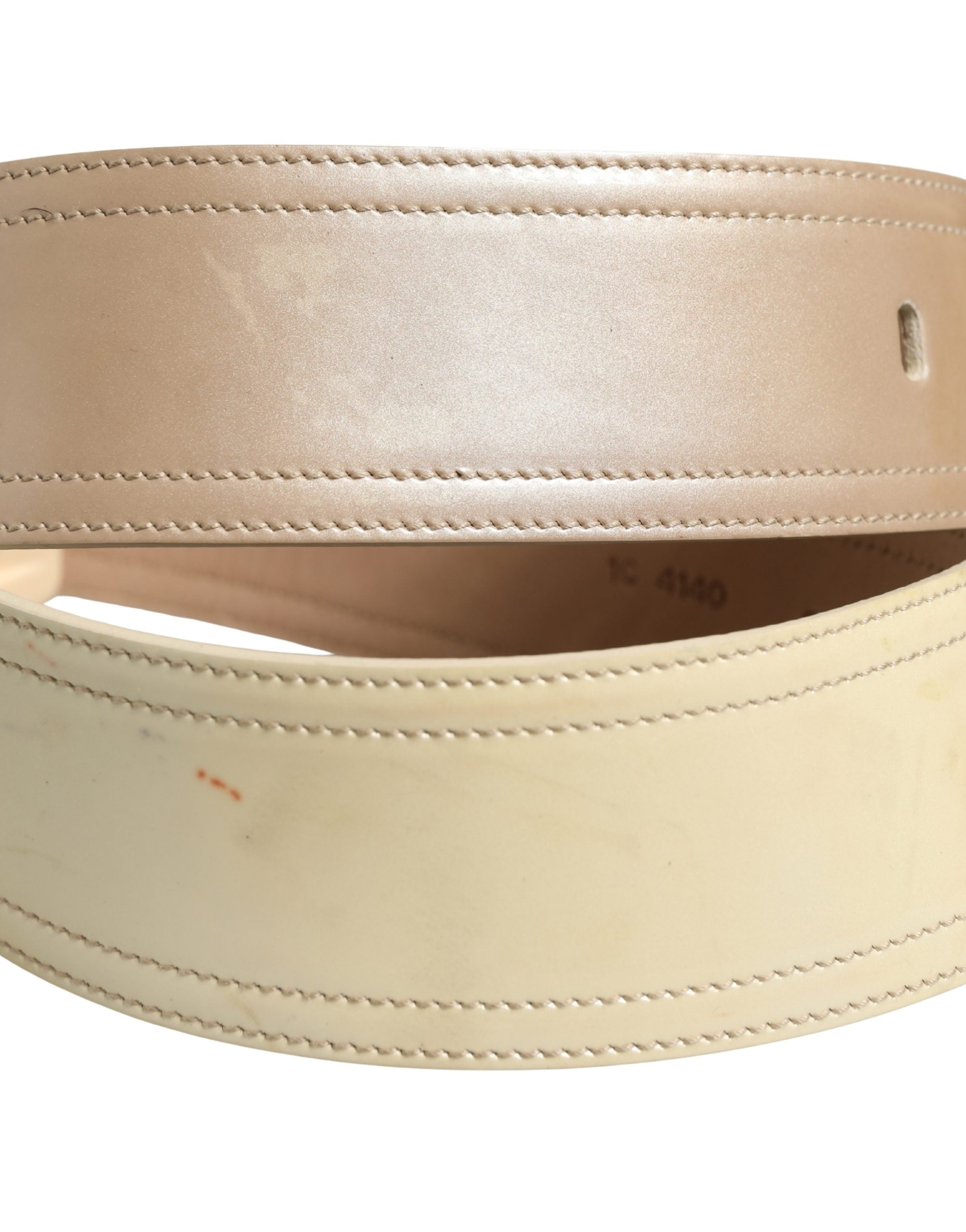 Prada Beige Leather Logo Wide Waist Women Square Buckle Belt - view 5