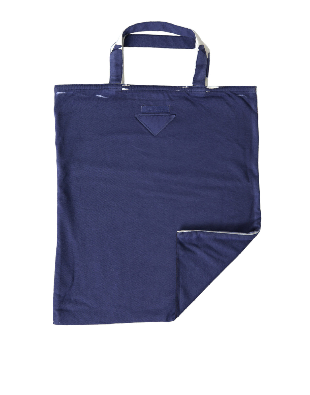 Prada Blue Jersey Fabric Logo Shoulder Shopping Tote Shopping Bag - YSONA