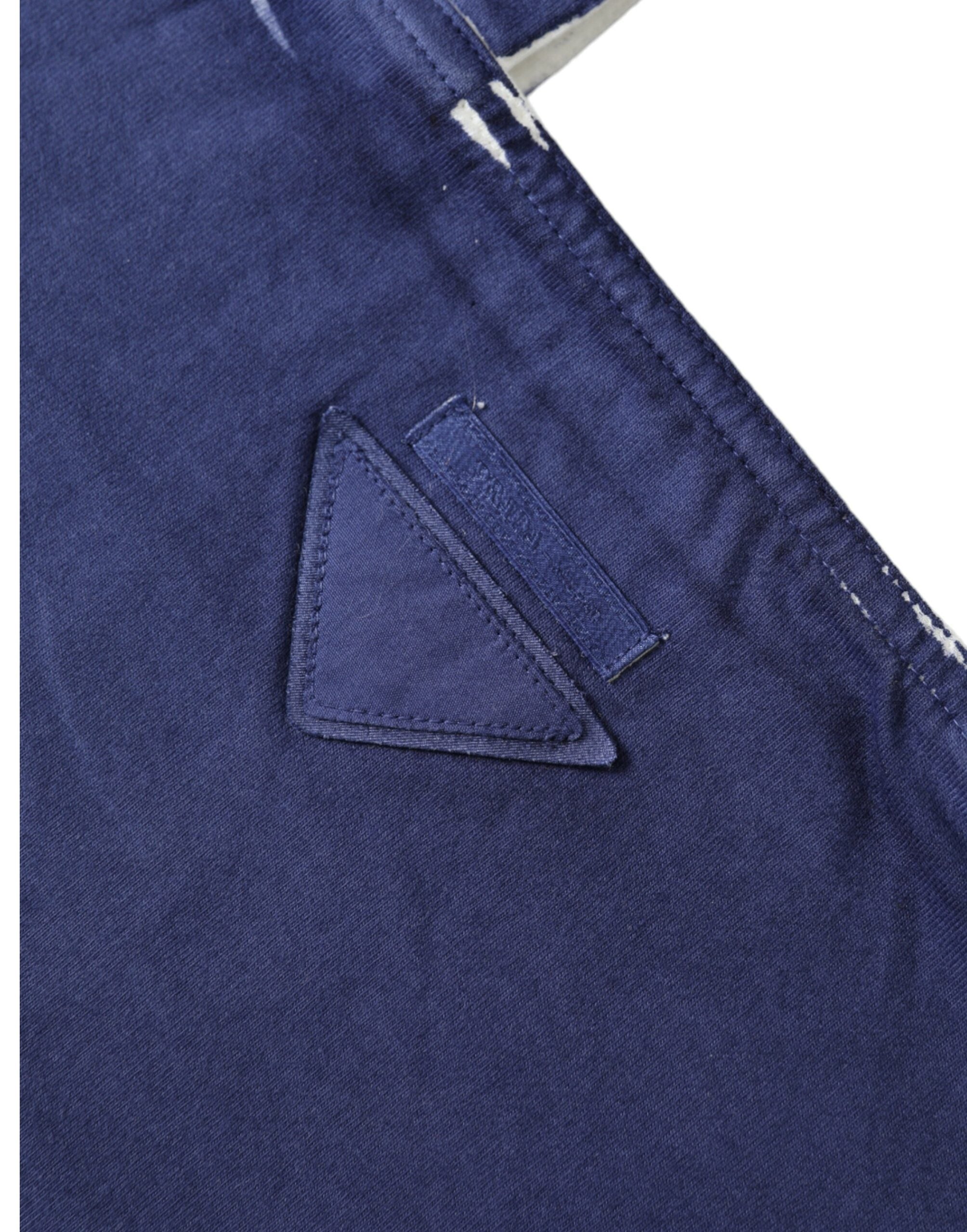 Prada Blue Jersey Fabric Logo Shoulder Shopping Tote Shopping Bag - view 2