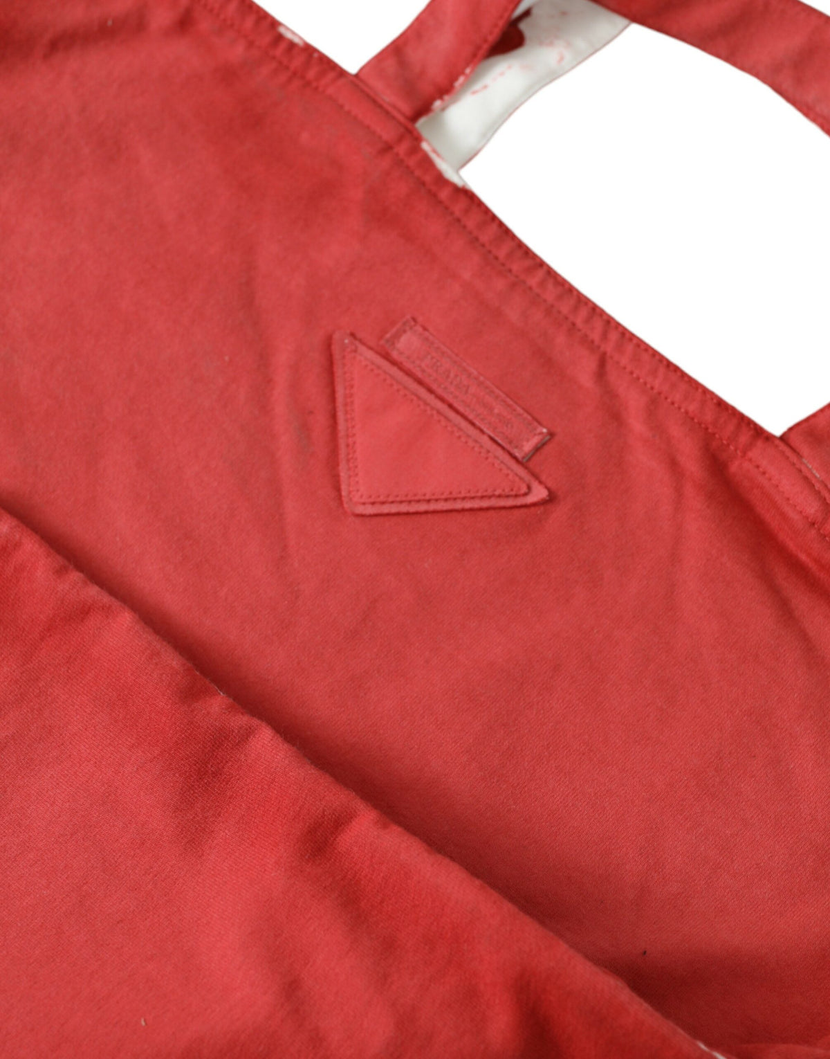 Prada Red Jersey Fabric Logo Shoulder Shopping Tote Bag - view 3