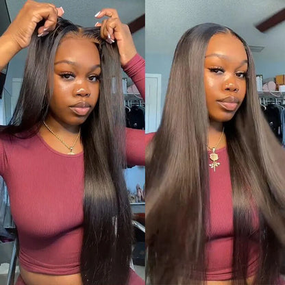Pre-Cut Bone Straight Glueless Wig – No Glue Ready-to-Wear, Pre-Plucked 180% Density