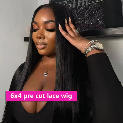 Pre-Cut Bone Straight Glueless Wig – No Glue Ready-to-Wear, Pre-Plucked 180% Density