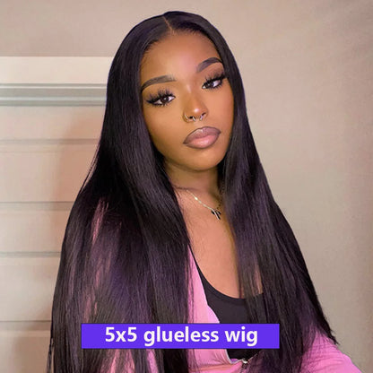 Pre-Cut Bone Straight Glueless Wig – No Glue Ready-to-Wear, Pre-Plucked 180% Density