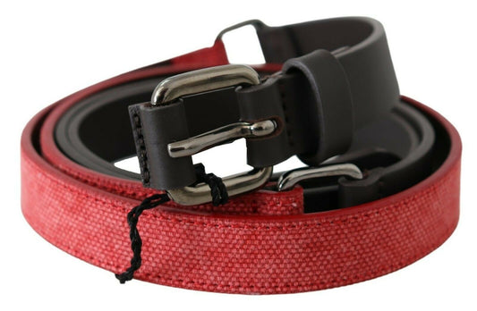 Costume National Red Brown Leather Silver Logo Buckle Waist Belt - YSONA