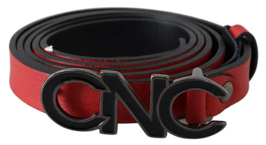 Costume National Red Reversible Leather Logo Belt - YSONA