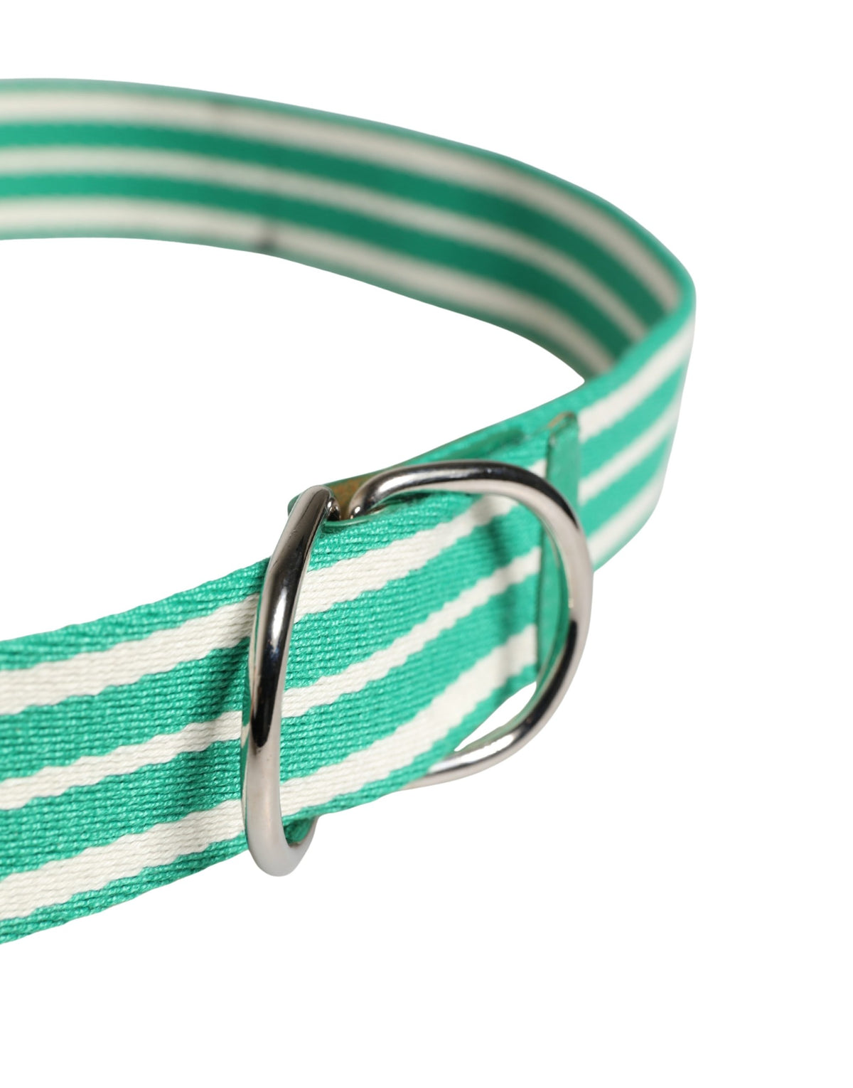 Red Valentino White Green Stripes Canvas Silver Metal Buckle Belt - view 4