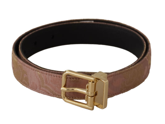 Dolce & Gabbana Rose Gold Leather Logo Engraved Metal Buckle Belt - YSONA