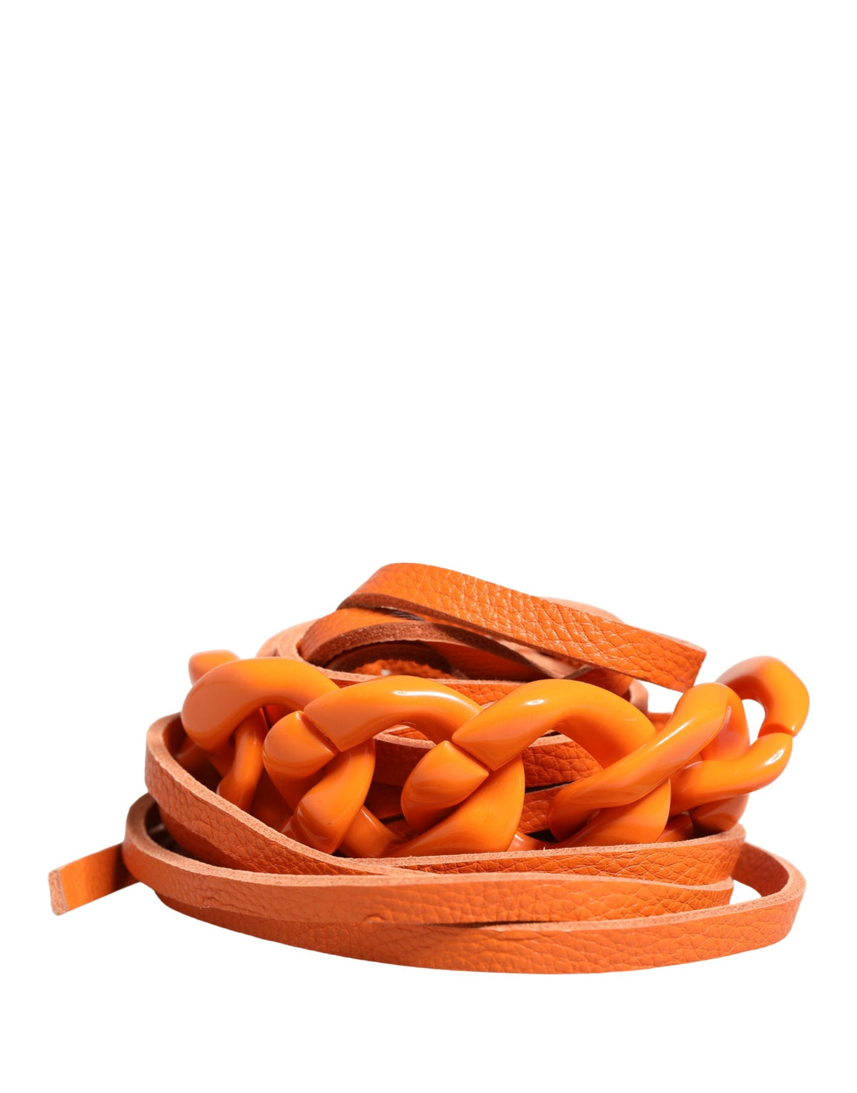 Scervino Street Orange Leather Chain Waist Metal Buckle Belt - YSONA