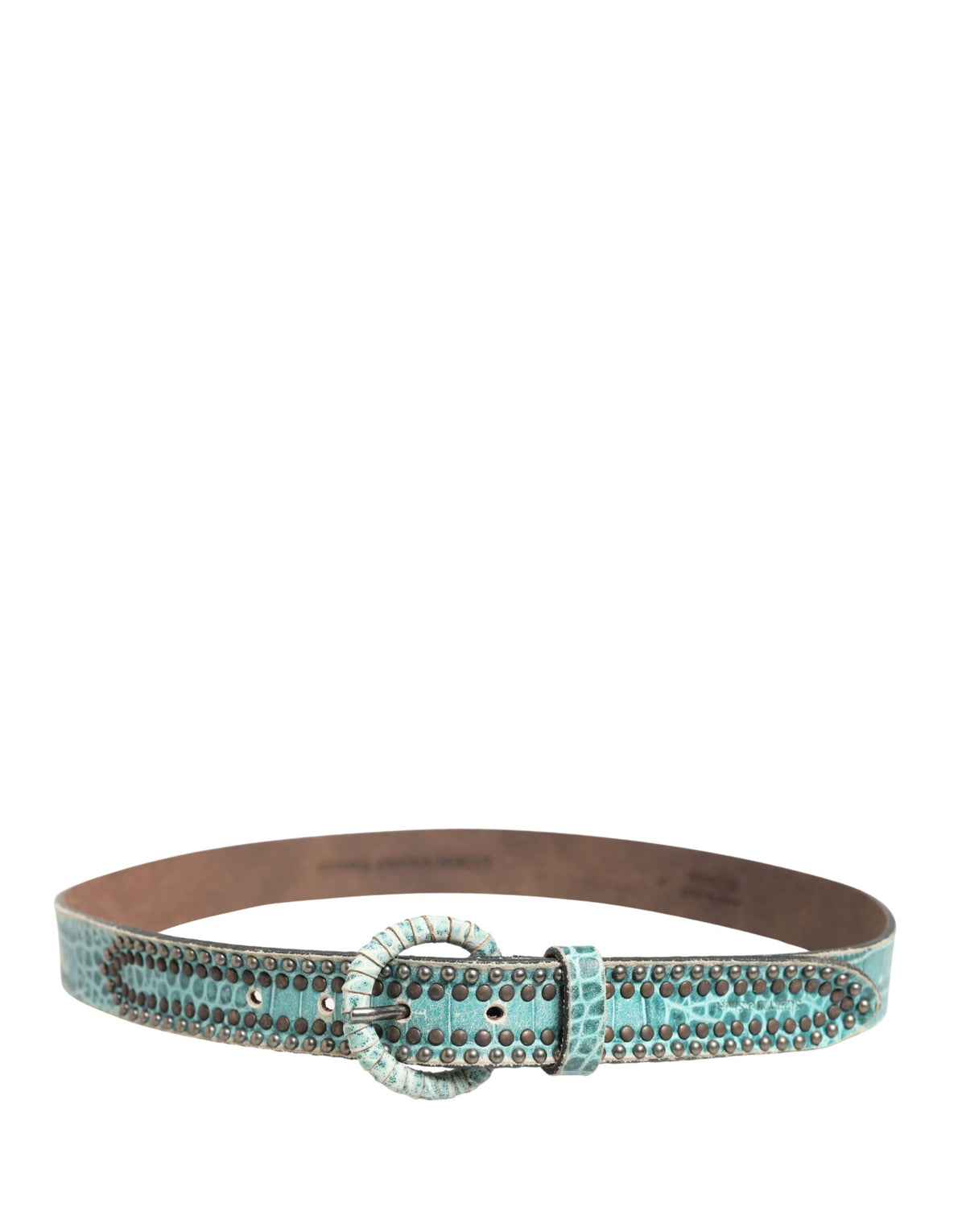 Scervino Street Women Green Leather Croco Print Studded Belt - view 3