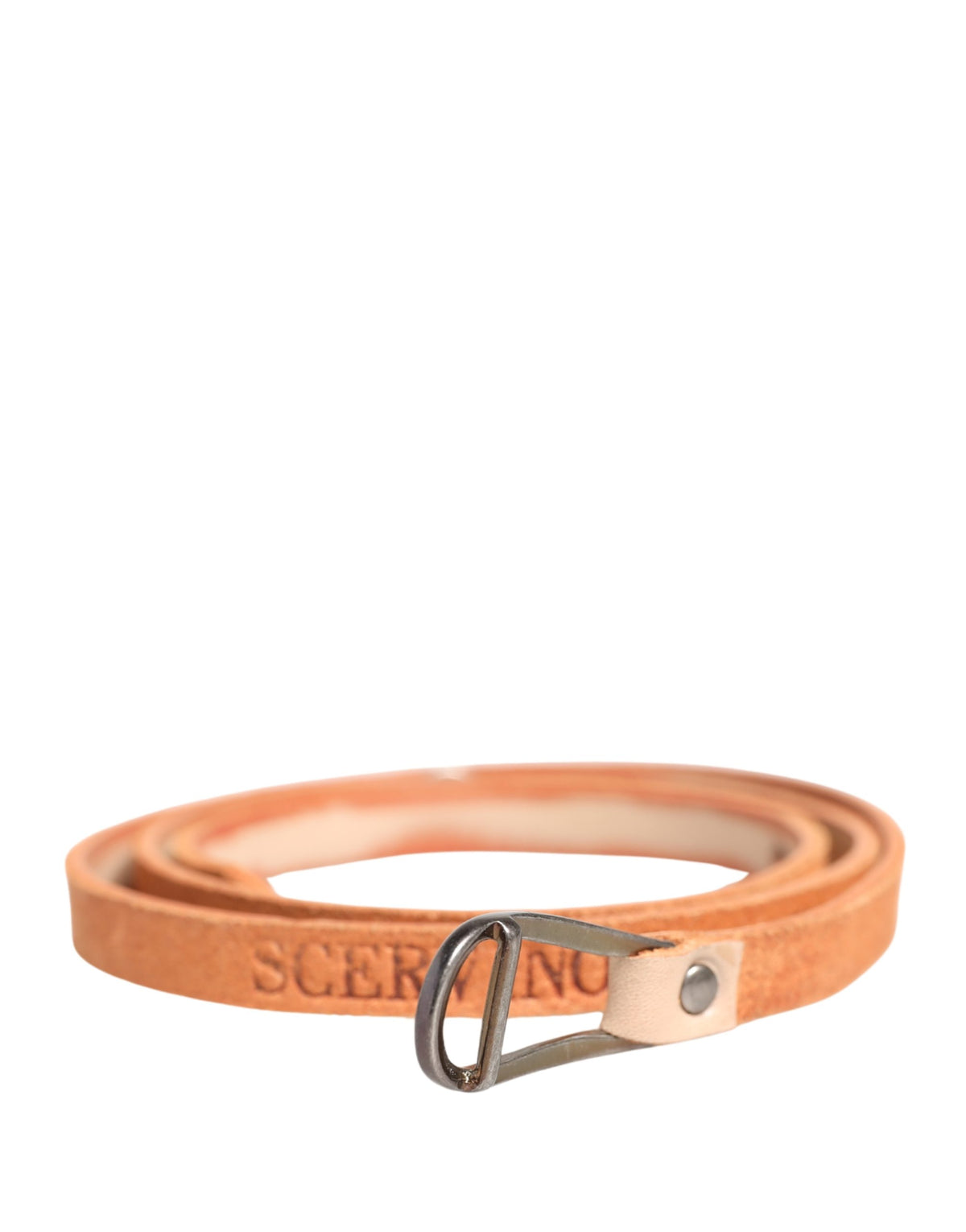 Scervino Street Women Orange Silver Metal Buckle Skinny Belt - YSONA