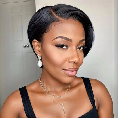 Short Pixie Cut 13x4 Lace Front Wig – Straight Glueless Wear-and-Go, 200% Density