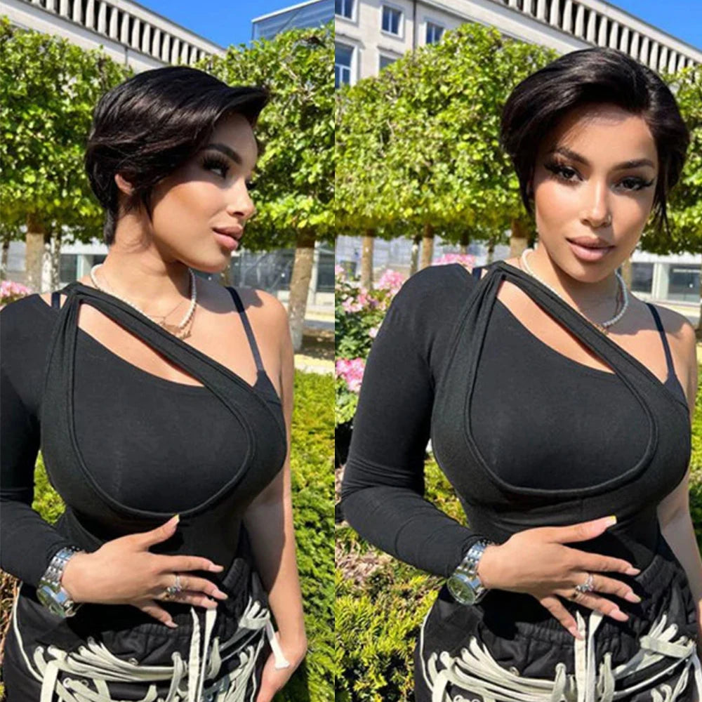 Short Pixie Cut 13x4 Lace Front Wig – Straight Glueless Wear-and-Go, 200% Density