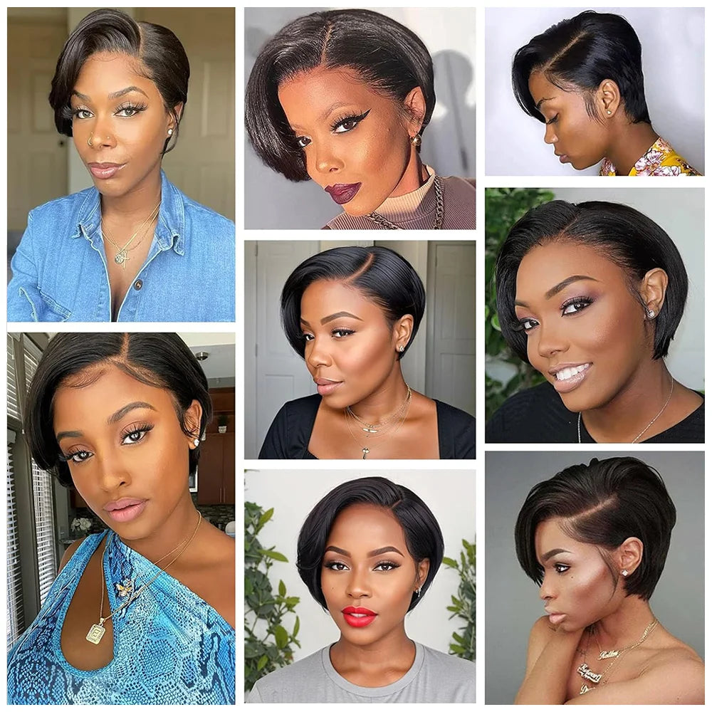 Short Pixie Cut 13x4 Lace Front Wig – Straight Glueless Wear-and-Go, 200% Density